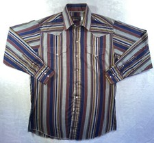 Panhandle Slim Shirt Mens 16/33 Striped Pearl Snap Western Cowboy USA VTG