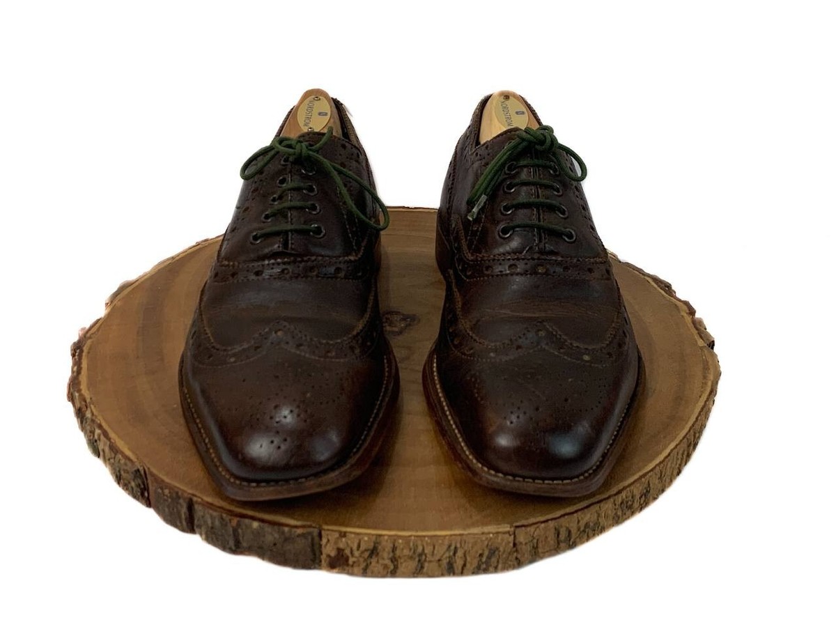 GRENSON Shoes US 8 UK 7 EE Mens Burgundy Brown Brogue Oxford