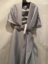 BADGLEY MISCHKA RETRO SILK GOWN WITH WRAP SILVER SAGE EG3621 SZ 16 STRAPLESS