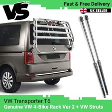 FOR VW T6 TRANSPORTER GENUINE TAILGATE 4 BIKE BICYCLE HOLDER RACK V2 + VW STRUTS