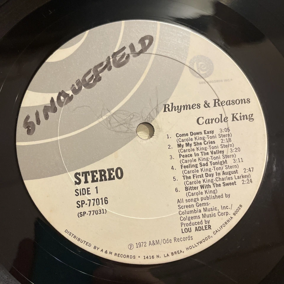 Carole King Rhymes & Reasons LP ODE 1972 1st USA Press Matte Texture VG+ - Image 3 of 4