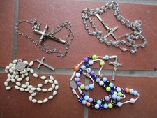 LOTTO QUATTRO VECCHI ROSARI VOTIVI PREGHIERE ANNI '50 '60