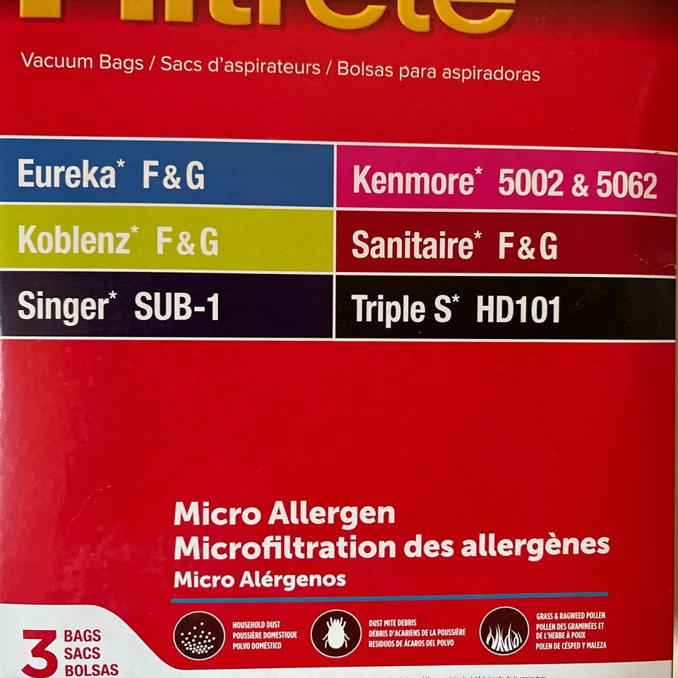 Aspiradora Filtrete 3M para Eureka Kenmore Singer F & G 67715C Nueva Foto 3 de 4