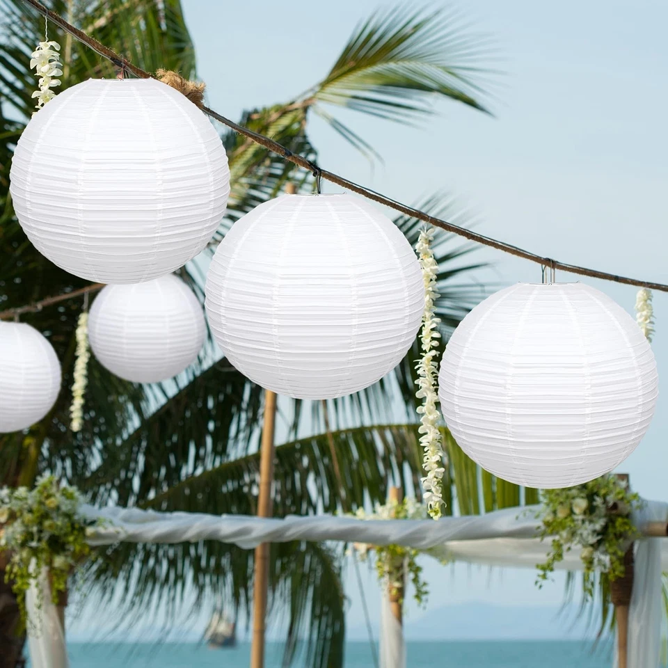 8 Piezas 30 Pulgadas Blanco Jumbo Papel Linternas Grandes Colgantes Chino Japonés Pa... Foto 4 de 4