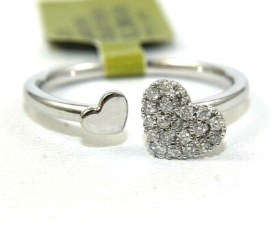 Natural Heart Shape Diamond Cluster Solitaire Lady's Ring 14k White Gold .18Ct