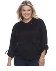 plus size black utility jacket