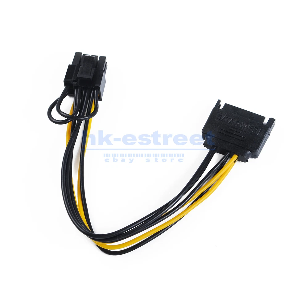 15-pin SATA Male to 8-pin (6+2) GPU Graphic Card Power Adapter Cable PCI-E Lot - Image 4 of 4
