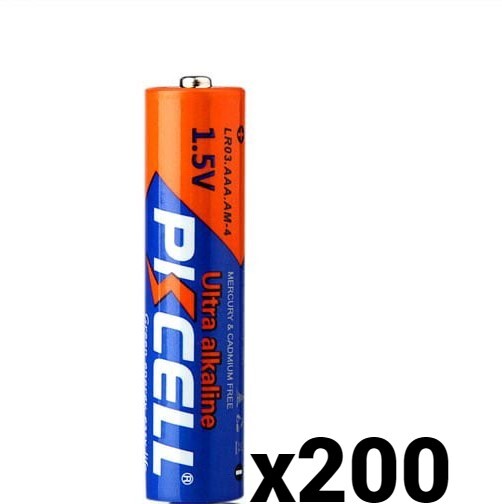 200 TWO HUNDRED PKCELL AAA BATTERIES ALKALINE 1.5V LR03 AM4 E92 24AC EXP 12-2033