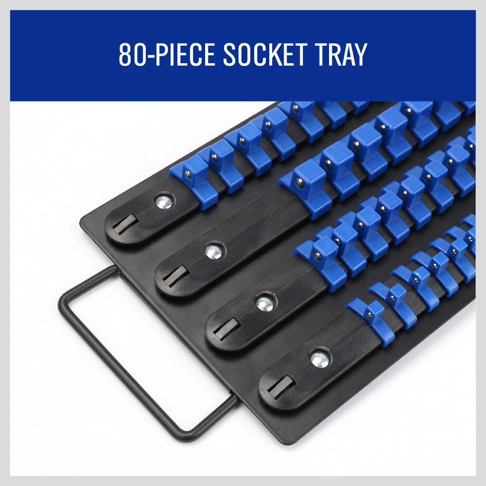 80Pcs Socket Storage Rail Rack Holder Organize ABS & Metal Mountable 1/4 3/8 1/2 - Image 3 of 4