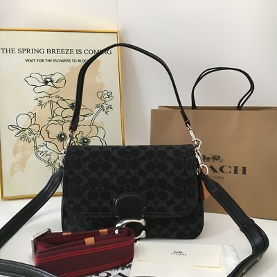 COACH CG094 Black Soft Tabby shoulder bag signature denim Outlet