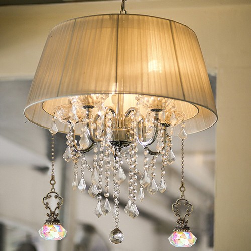 Lámpara Decoración Bola de Cristal 2 Piezas Colgante Ventilador de Techo Tirar Cadena Creativa - Imagen 5 de 20