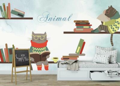 3D Reading Kitten 7890NA Wallpaper Wall Mural Removable Self-adhesive Fay