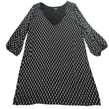 Lulus Women's Dress Size M Medium Polka Dot Shift Mini Black white 3/4 Sleeve