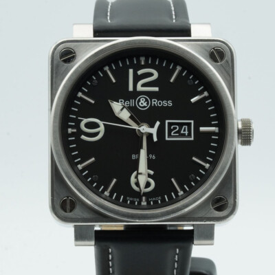 BELL & ROSS BR01-96 AUTOMATIK HERREN UHR VINTAGE SCHÖNER ZUSTAND 46MM STAHL