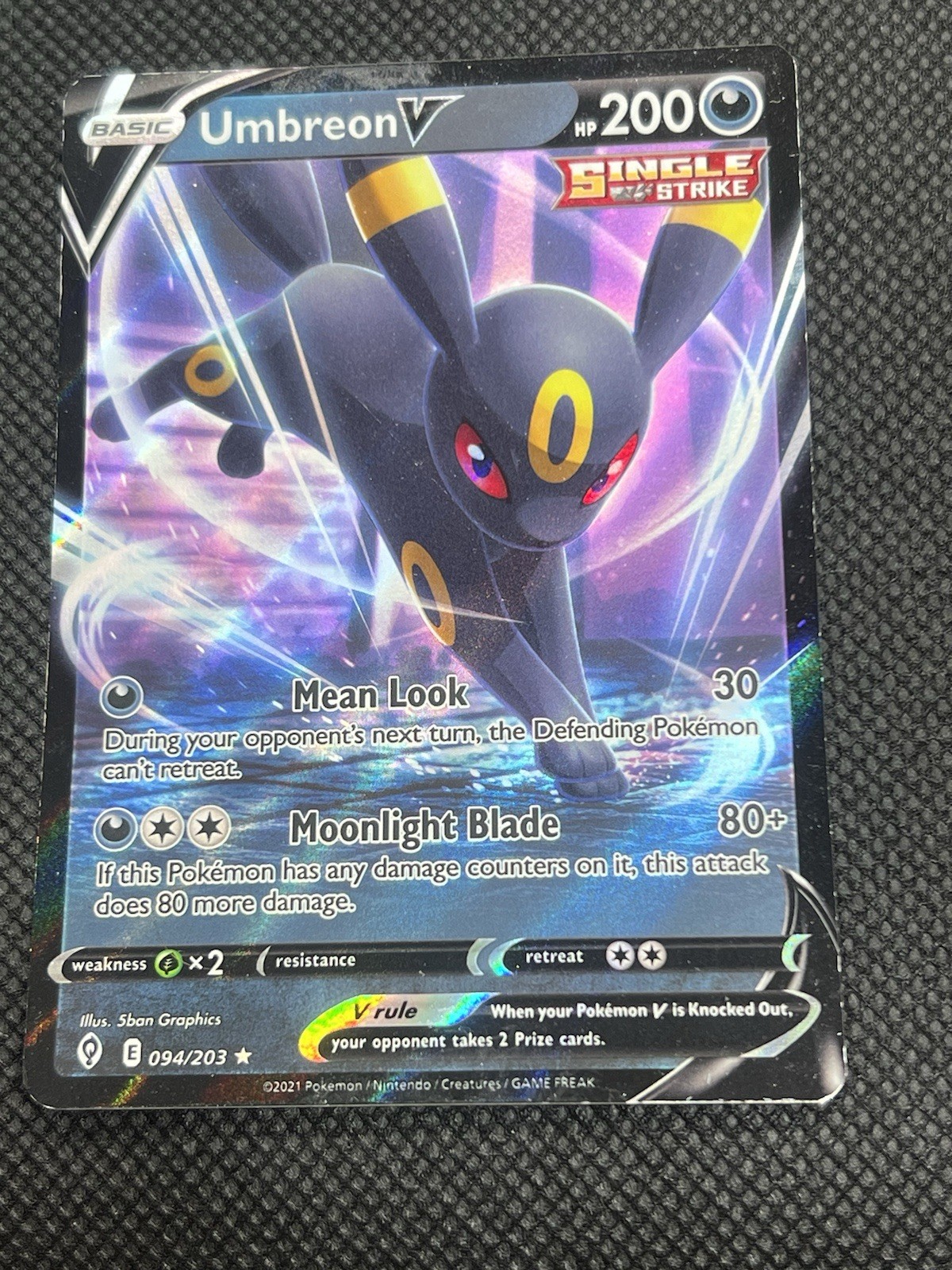 Umbreon V 2021 Pokemon Sword & Shield Evolving Skies #94 Nm