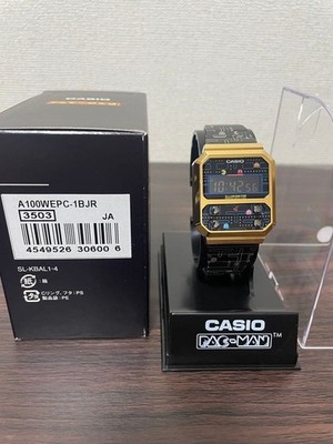 CASIO Pac-Man Collaboration Armbanduhr Schwarz Gold Digital A100WEPC-1BJR