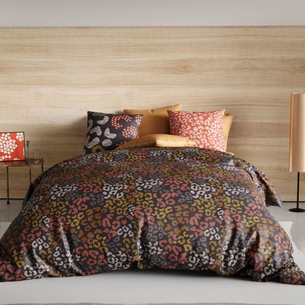Housse de couette 220x240 Onalia coton anti-glissement avec 2 taies d'oreiller 65x65 cm