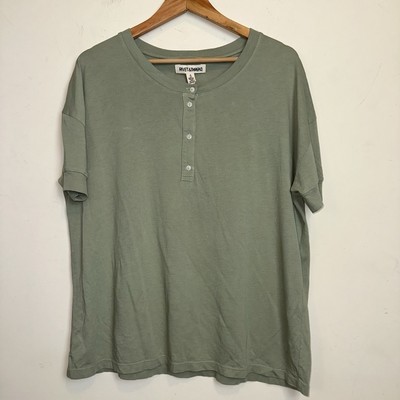Madewell Rivet & Thread Henley Tee Womens Small Green S/S Shirt Casual Button Up