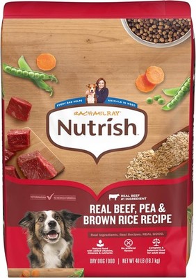 Nutrish Rachael Ray Adult Dry Dog Food Real Beef, Pea & Brown Rice Recipe, 40 lb
