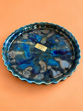 Nicholas Hurle Contemporary Art Studio Pottery Dish Blue Iridescent Ceramic