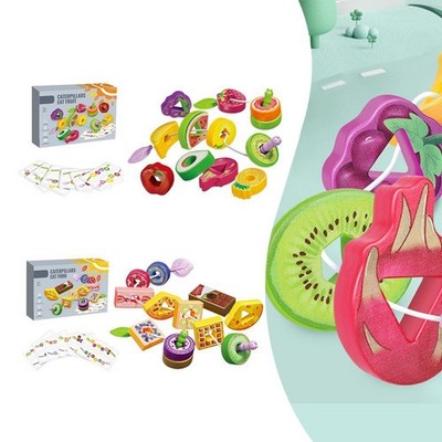 Fruit String Toys Caterpillar Eat Fruits S tring Threading Beads Puzzle L3KD E1