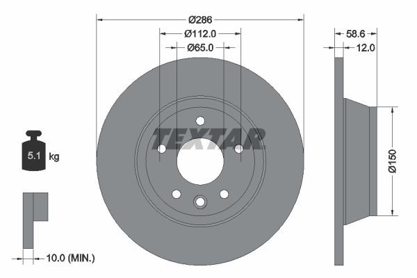 2X Bremsscheibe Hinten Textar 92159403 FÜR Audi Bremsscheiben Scheibenbremse-image