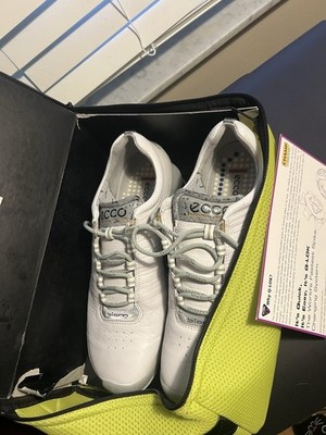 Ecco Womens Golf Shoes Size 10 White  Natural Motion Biom Spiked Shoes Hydro Max