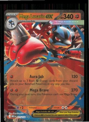 Mega Lucario ex 077/132 Double Rare Mega Evolution Pokemon Near Mint