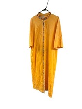 Kayser Yellow Floral Embroidered Kaftan Loungewear Maxi robe SZ large