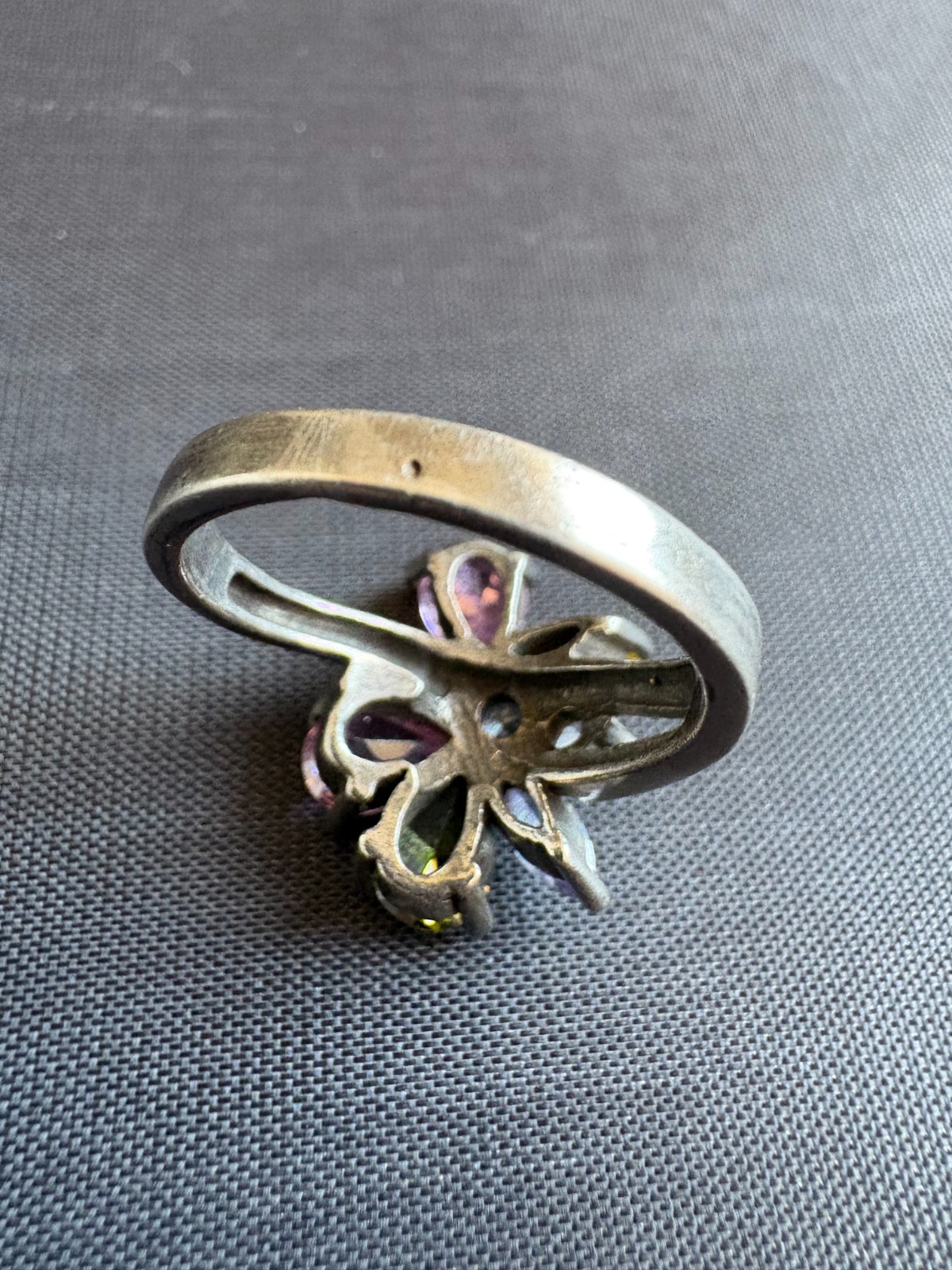 925 Sterling Silver Ring Multi Gemstone Floral Co… - image 4