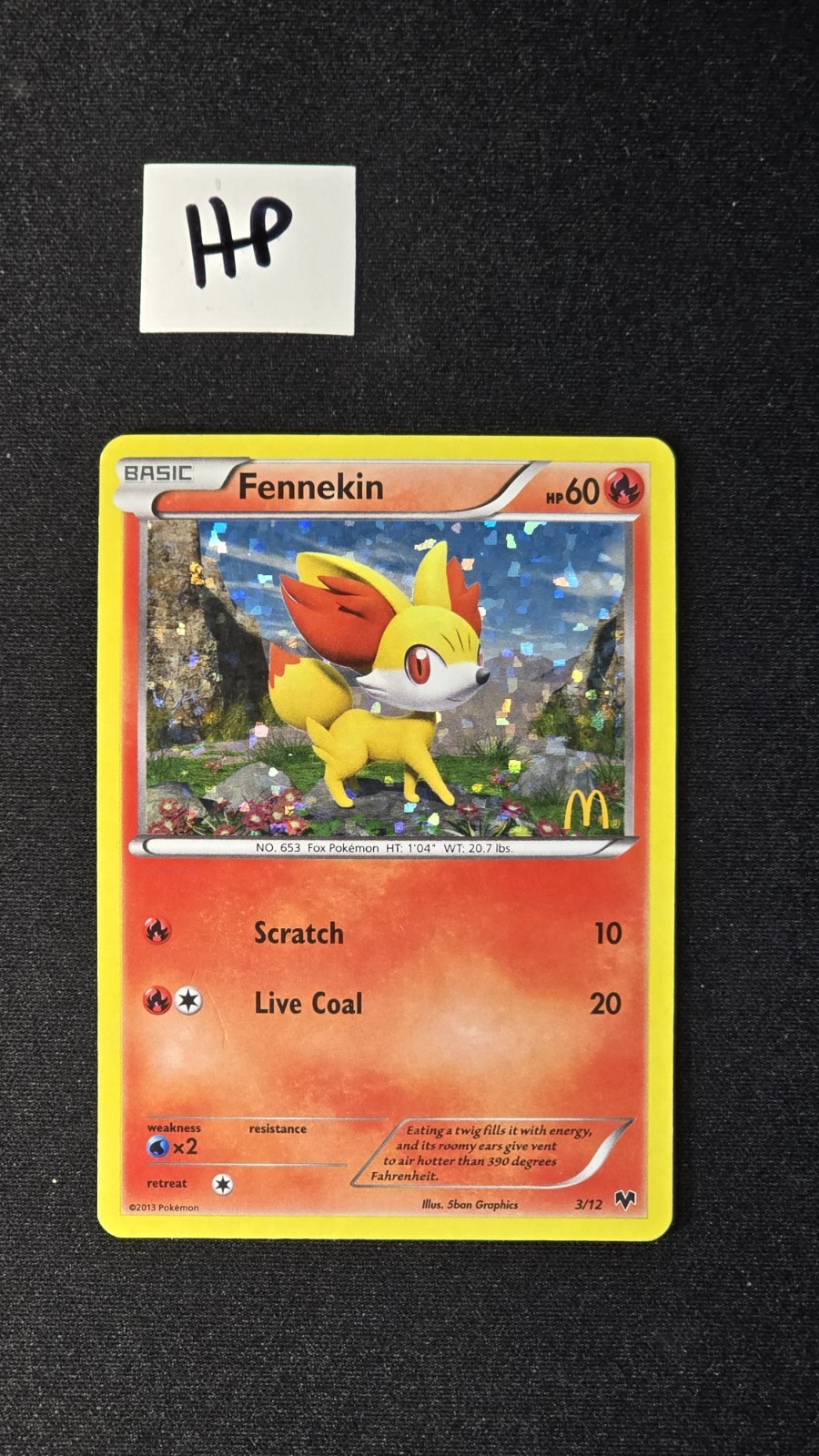Fennekin Holo 3/12 HP Pokemon McDonald's 2014 Series