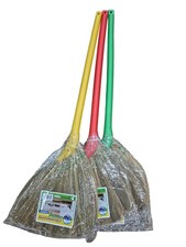 Tabakh Vietnam Hand Made Straw Soft Broom with Colored Handle 12" Head Width 40