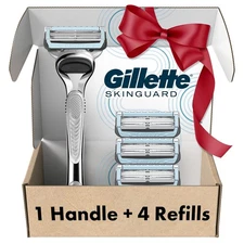 Gillette SkinGuard Razors, 1 Gillette Razor, 4 Razor Blade Refills, Designed for