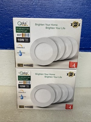 QPLUS 8 Pack 4  LED 5CCT Slim Panel Recessed Lights 10w 750 Lumens Dimmable New
