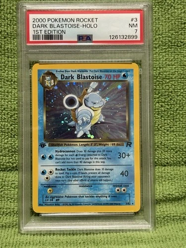 Original 2000 Pokemon Dark Blastoise Holo 1st Edition 3/82 PSA 7