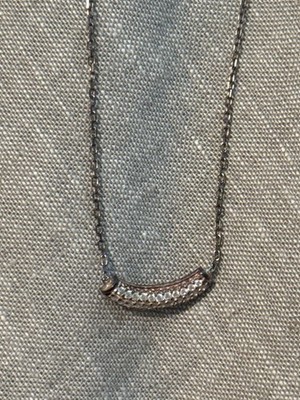 Silpada Sterling Silver 925 CZ Crystal Curved Bar Micro Pave Necklace 16''+