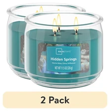 (2 Pack) Mainstays 3-Wick Candle - Hidden Springs Scented, 11.5 oz Glass Jar