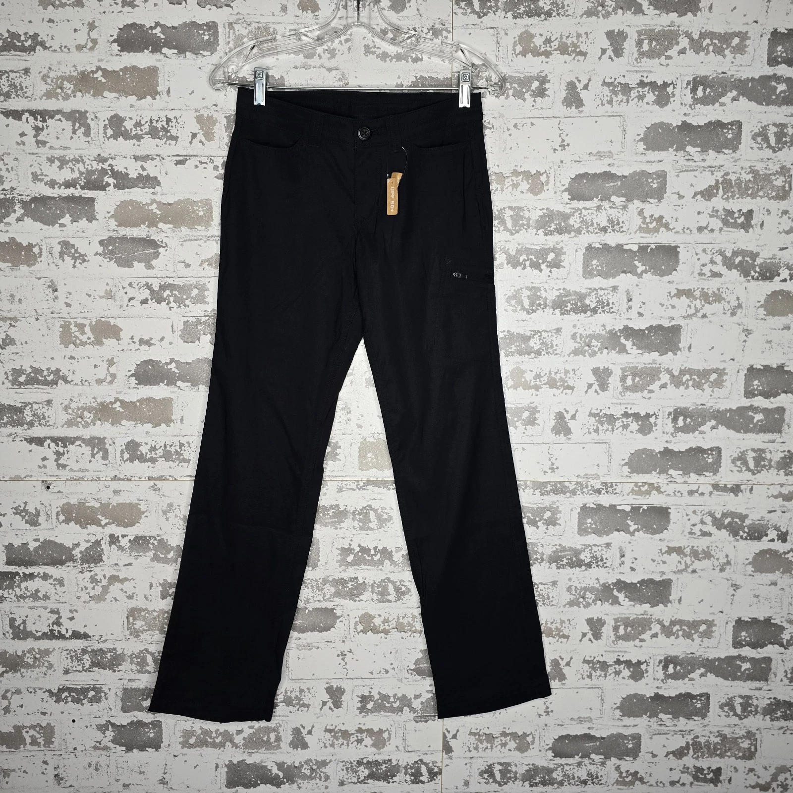 NWT Eddie Bauer Pants Womens Petite 0 Black Rainier Classic Fit Straight Hiking