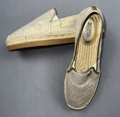 MICHAEL Michael Kors Emilia Women's Slip-on Metallic Espadrilles Flats Size 8.5