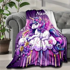 Customized name printed blanket unicorn blanket personalized soft warm blanket