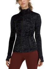 Lululemon Define Jacket Velour Women  s Black Size 2 Full Length Full Zip Rare