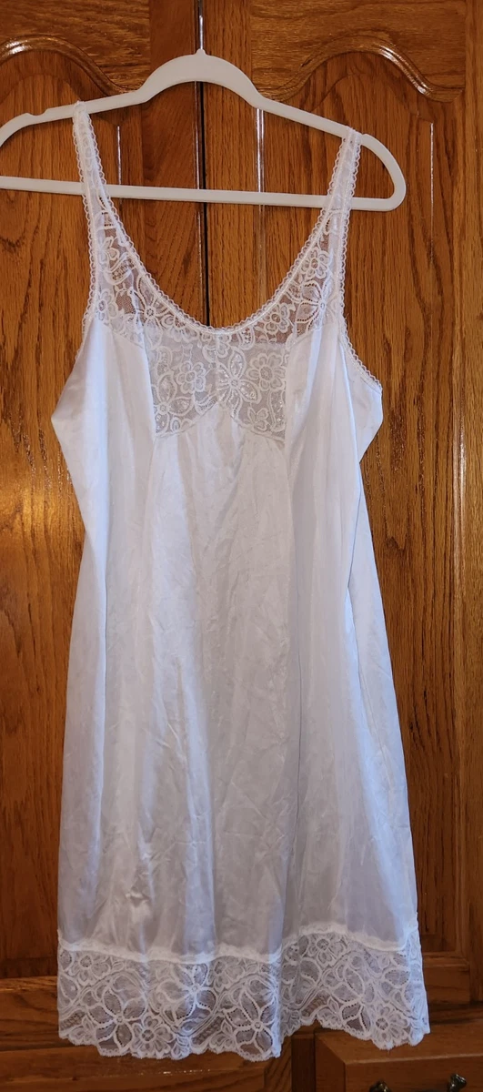 Ilusion Women’s Full Slip With Lace Trim – Nylon, Adjustable Straps, Plus Size 46, White - View #5
