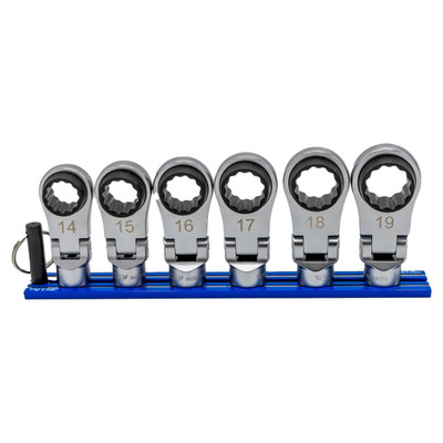  NORA150XL VIM Tools 6 Piece 12 Point Offset, Flex Head Ratcheting Wrench Attach