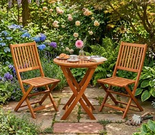 Katie 100% FSC Acacia Wood Folding Garden Balcony 3 Pieces Bistro Set -GF16