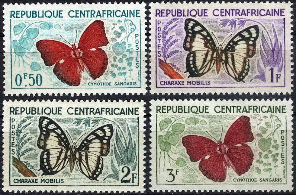 Central African Republic 1960 Colorful Butterflies MNH (SC# 4-7)