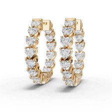 2.68 Ct Heart Lab Grown Diamond Basket Set Hoop Earrings 18k Yellow Gold