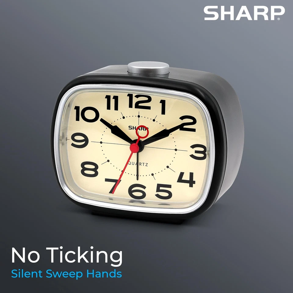 Battery Powered Alarm Clock, Retro Battery Operated Alarm Clock for Bedrooms,... - Image 2 of 4