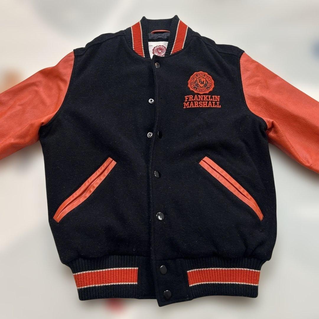 FRANKLIN MARSHALL VARSITY Stadium Jacket S Black/Orange | eBay