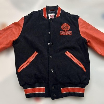 FRANKLIN MARSHALL VARSITY Stadium Jacket S Black/Orange | eBay