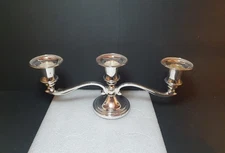 Vintage Candelabra 3 Candle Holder Silver Tone
